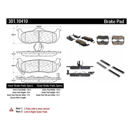 Centric Parts Centric 301.10410 Centric Premium Ceramic Disc Brake Pad Sets 301.10410